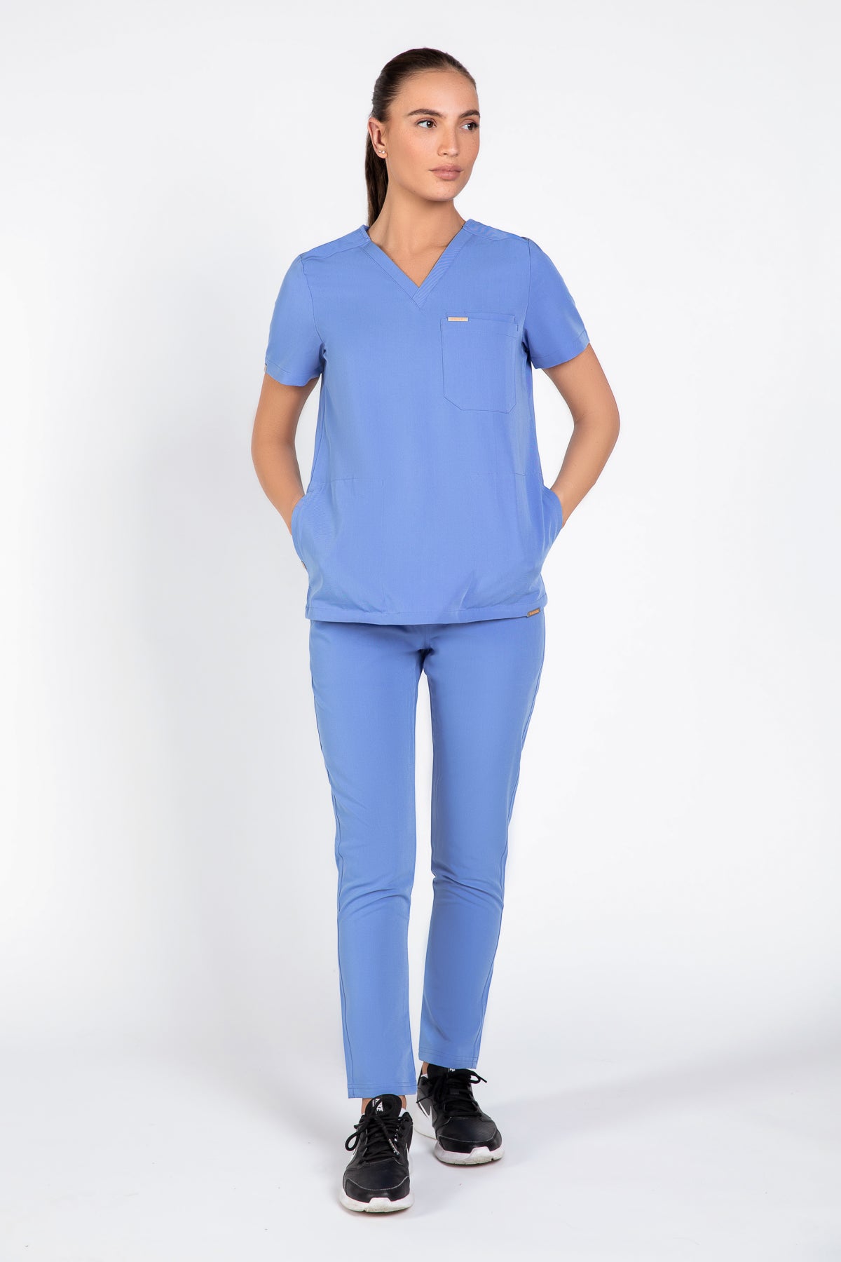 Tasca Women's V Neck Four pockets Scrub With Invisible Side Pockets