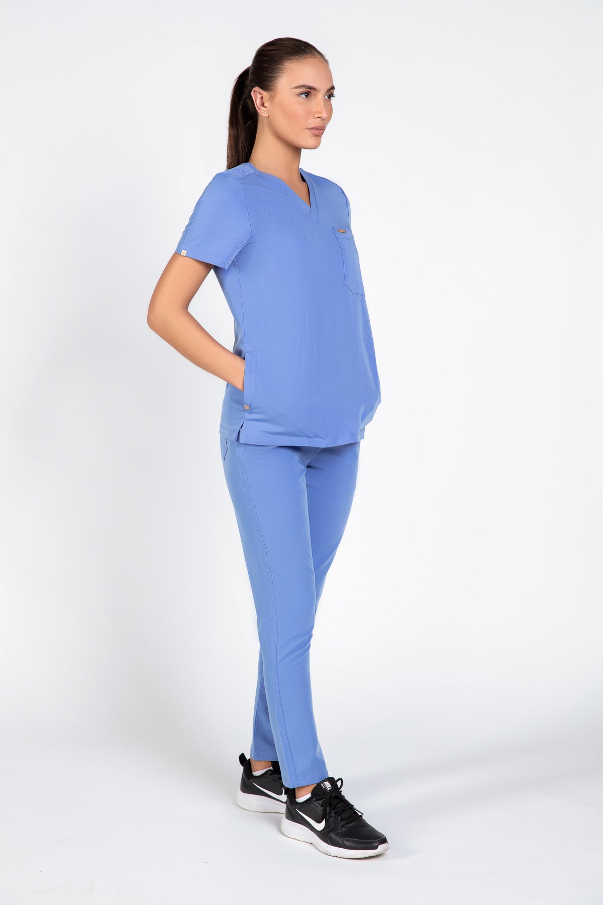 Tasca Women's V Neck Four pockets Scrub With Invisible Side Pockets