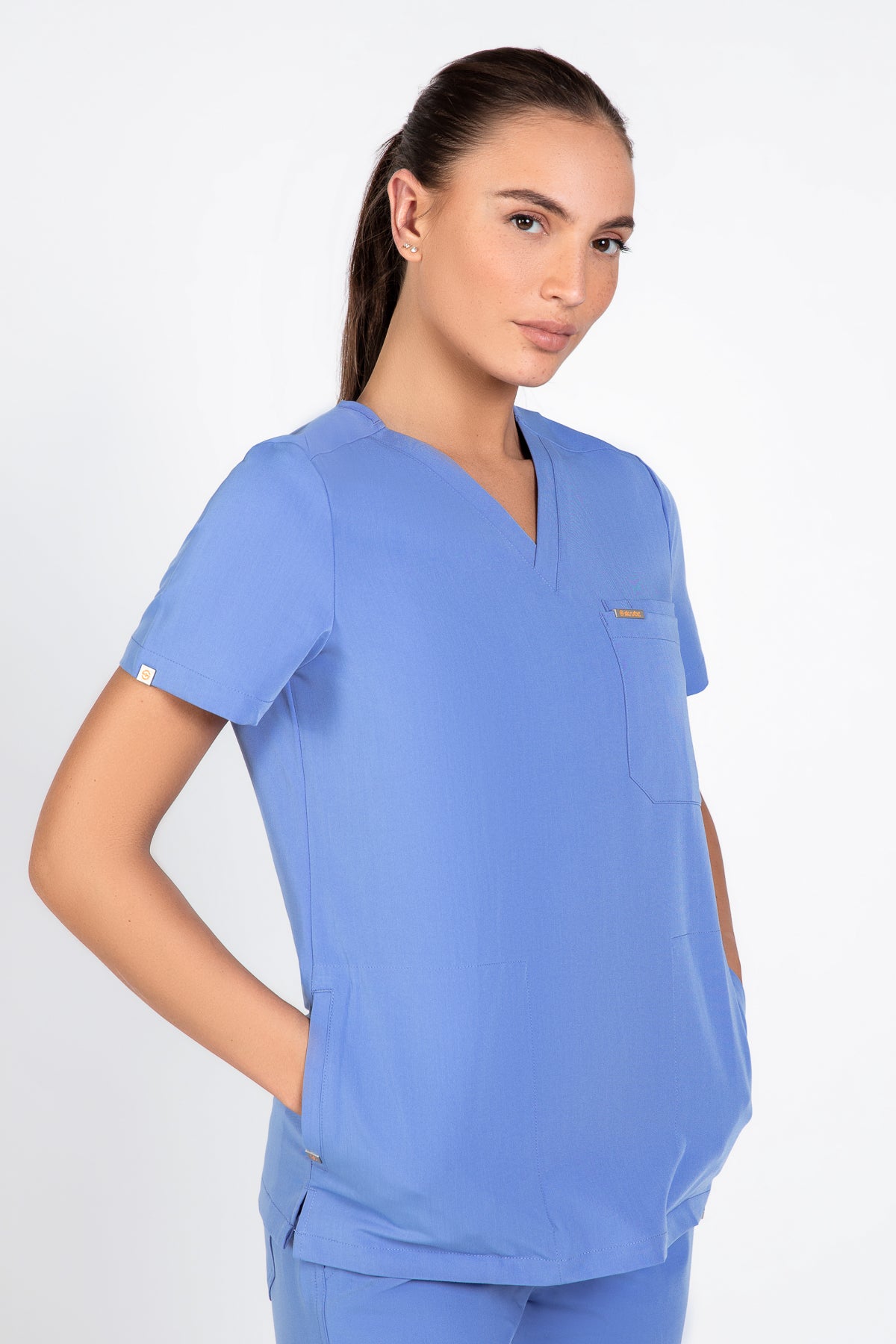 Tasca Women's V Neck Four pockets Scrub With Invisible Side Pockets
