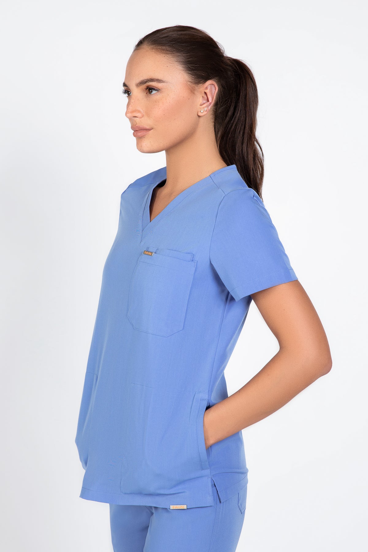Tasca Women's V Neck Four pockets Scrub With Invisible Side Pockets