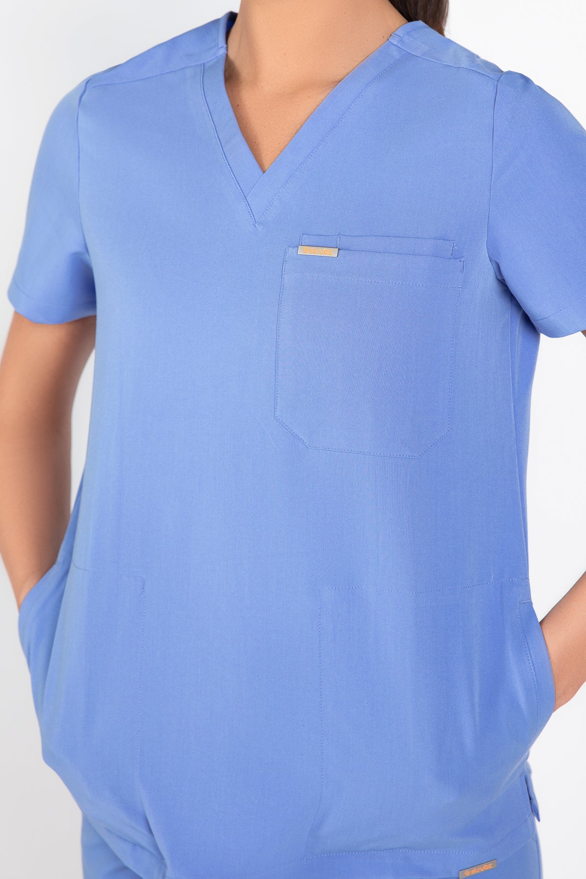 Tasca Women's V Neck Four pockets Scrub With Invisible Side Pockets