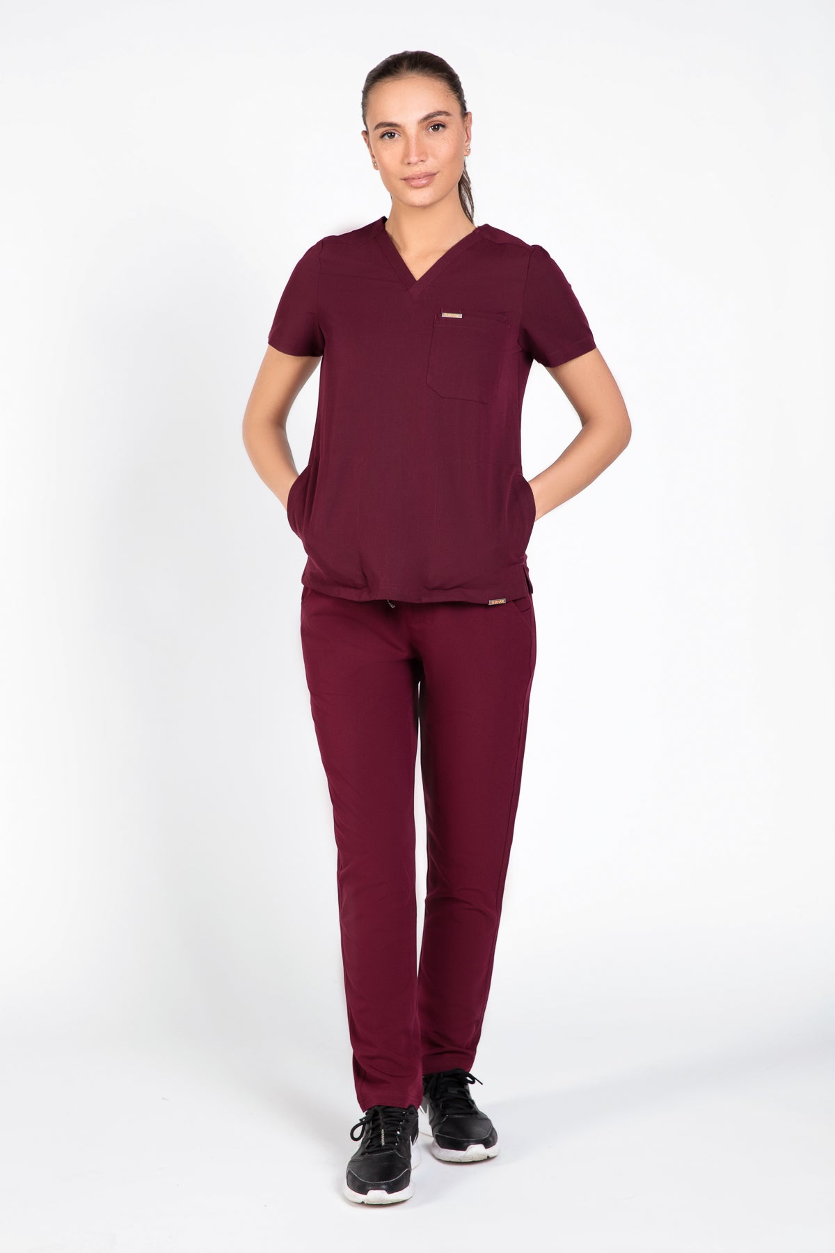 Tasca Women's V Neck Four pockets Scrub With Invisible Side Pockets