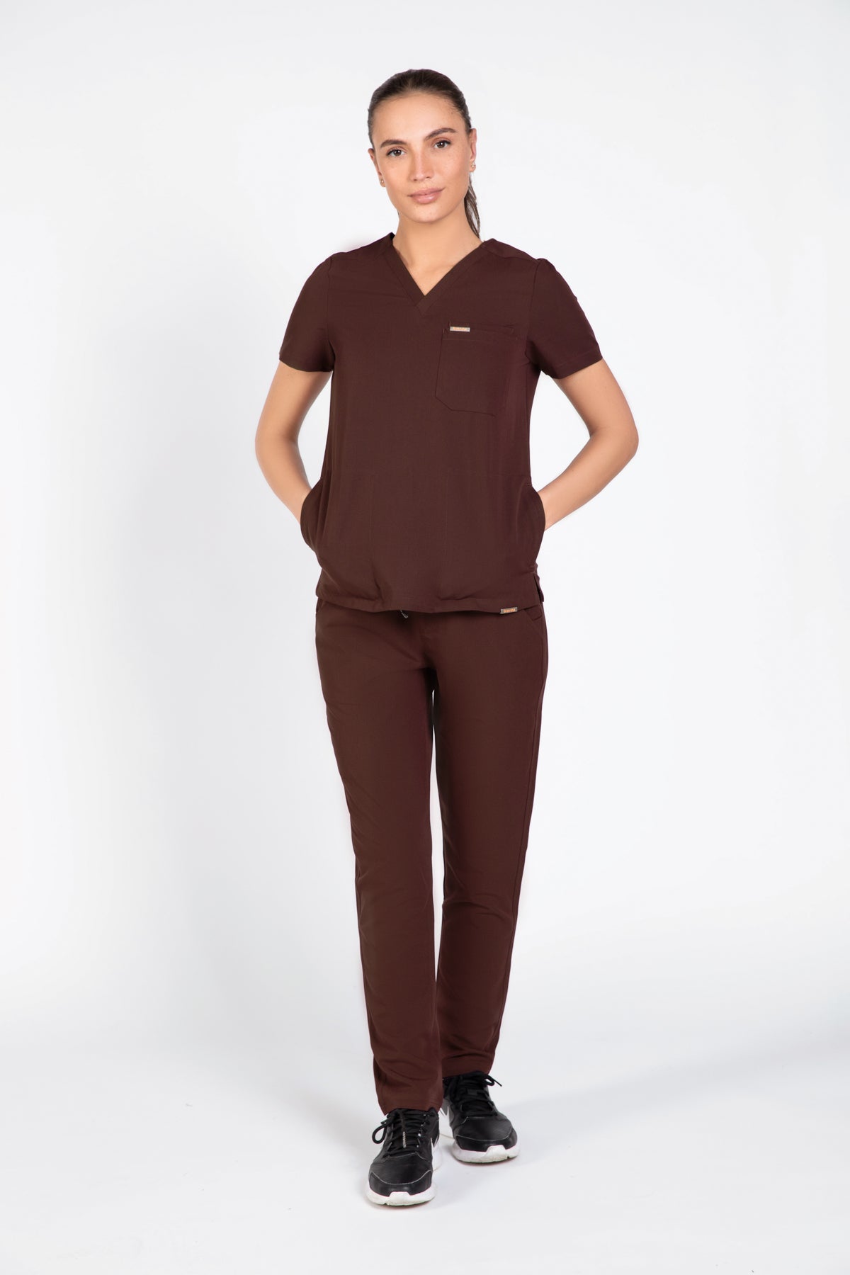 Tasca Women's V Neck Four pockets Scrub With Invisible Side Pockets