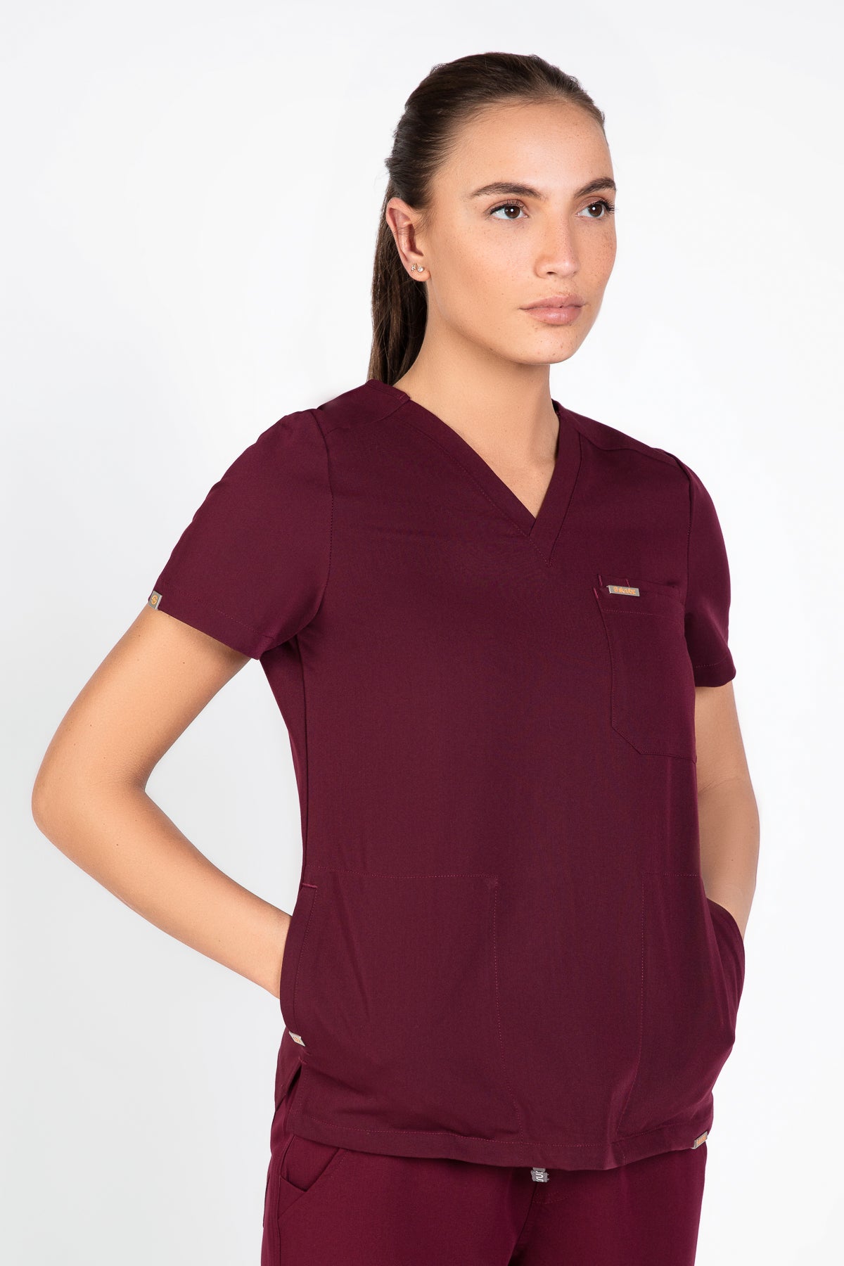 Tasca Women's V Neck Four pockets Scrub With Invisible Side Pockets