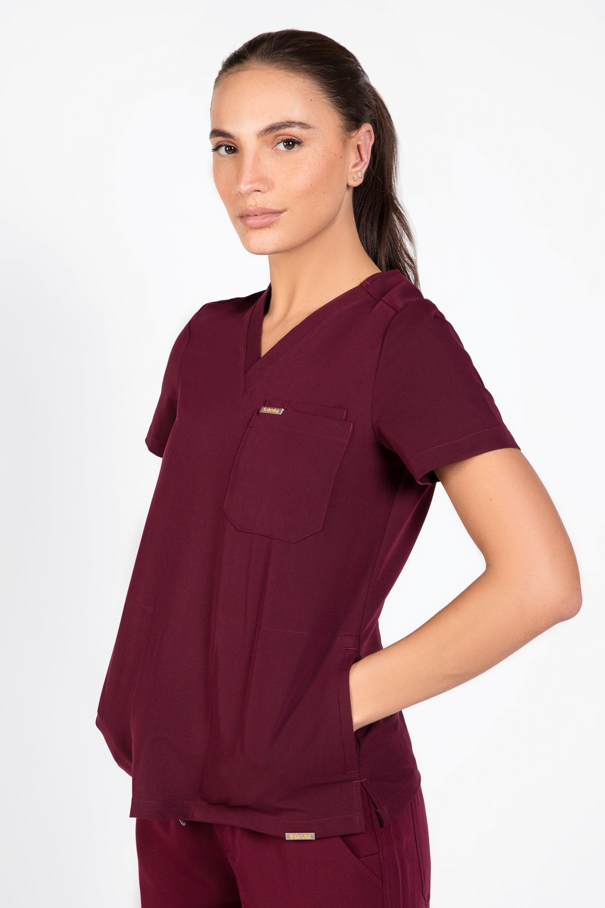 Tasca Women's V Neck Four pockets Scrub With Invisible Side Pockets