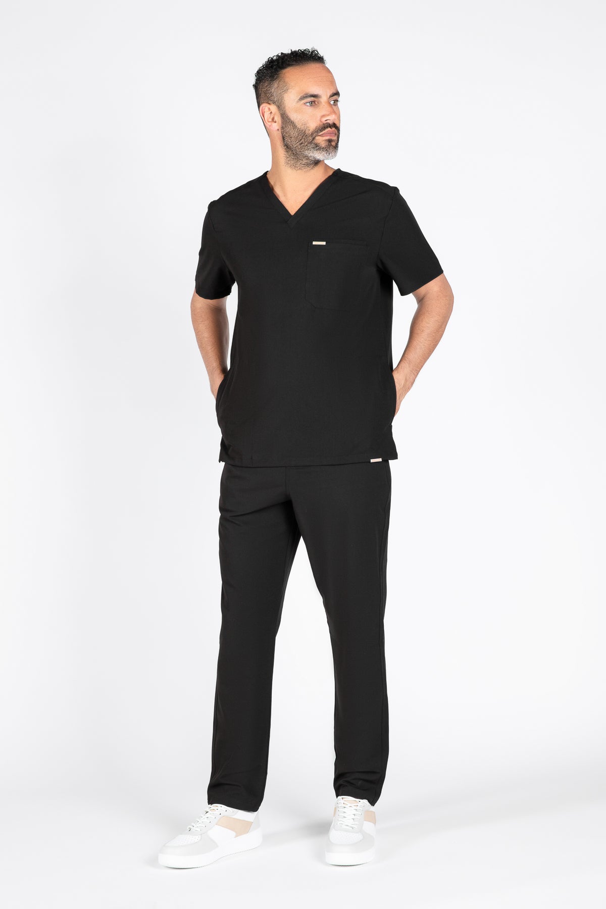 Tasca Men's V Neck Four pockets Scrub With Invisible Side Pockets