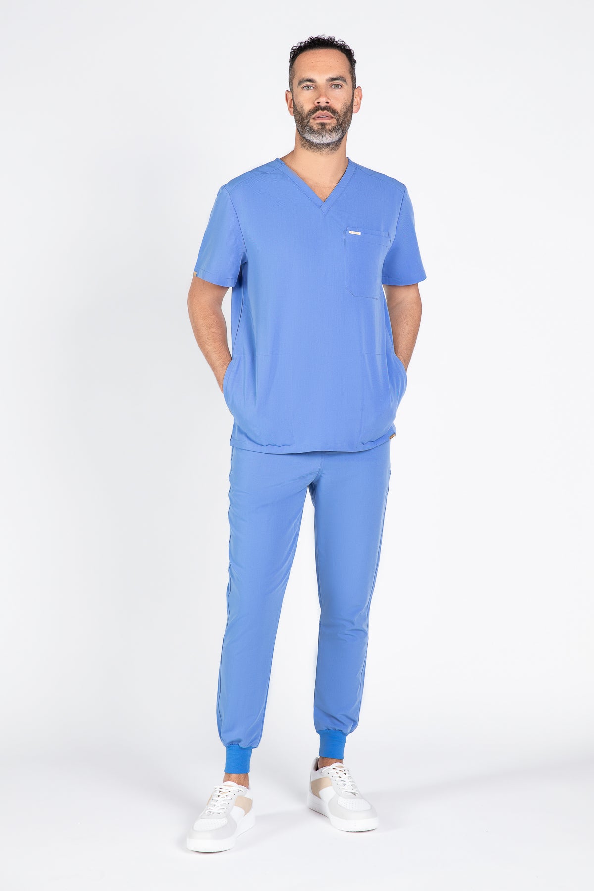 Tasca Men's V Neck Four pockets Scrub With Invisible Side Pockets