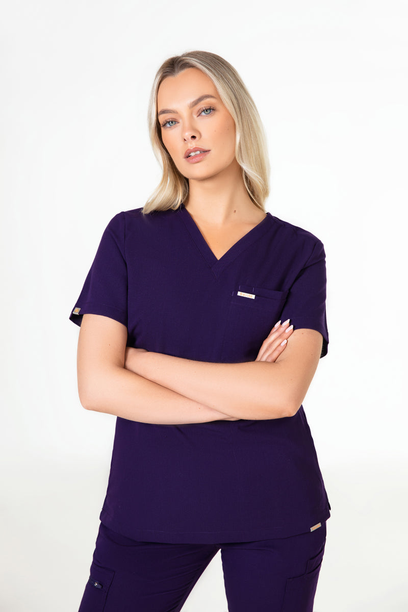 Tasca Women's V Neck Four pockets Scrub With Invisible Side Pockets