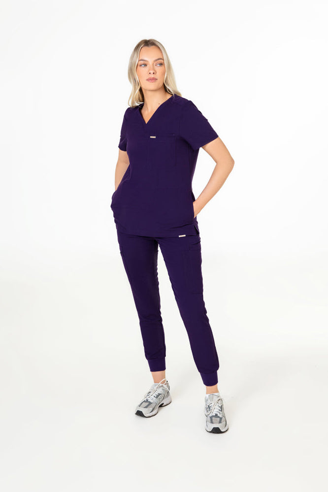 Tasca Women's V Neck Four pockets Scrub With Invisible Side Pockets