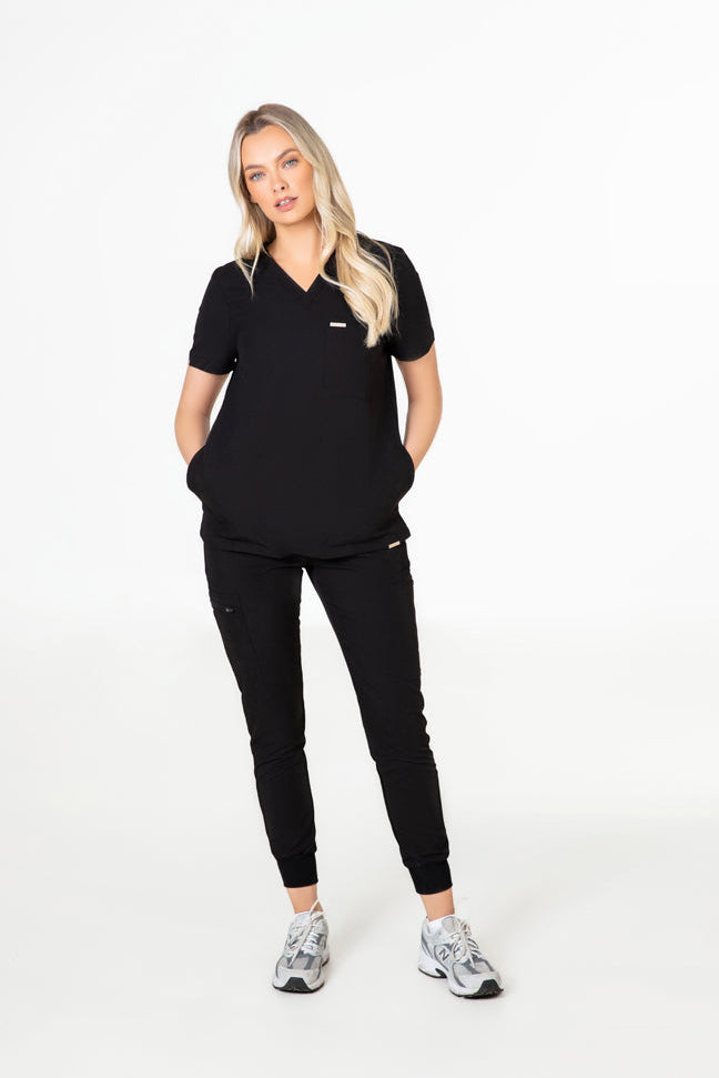 Tasca Women's V Neck Four pockets Scrub With Invisible Side Pockets