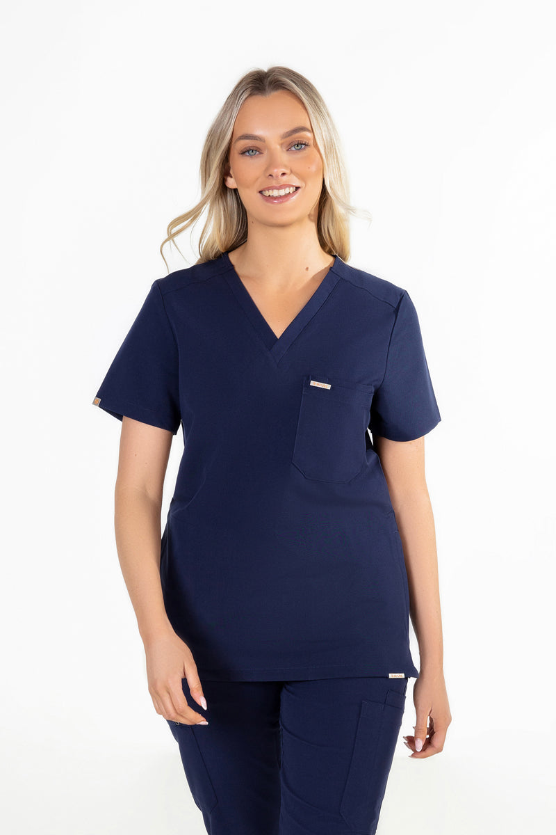 Tasca Women's V Neck Four pockets Scrub With Invisible Side Pockets