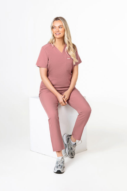 Tasca Women's V Neck Four pockets Scrub With Invisible Side Pockets