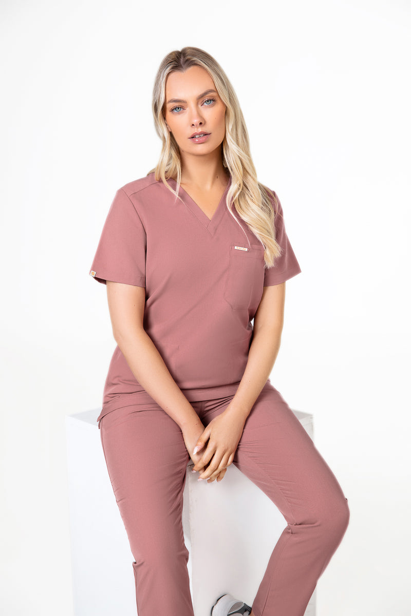 Tasca Women's V Neck Four pockets Scrub With Invisible Side Pockets