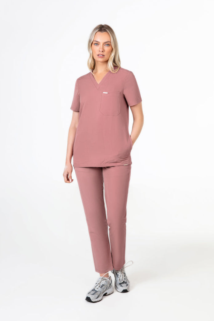 Tasca Women's V Neck Four pockets Scrub With Invisible Side Pockets