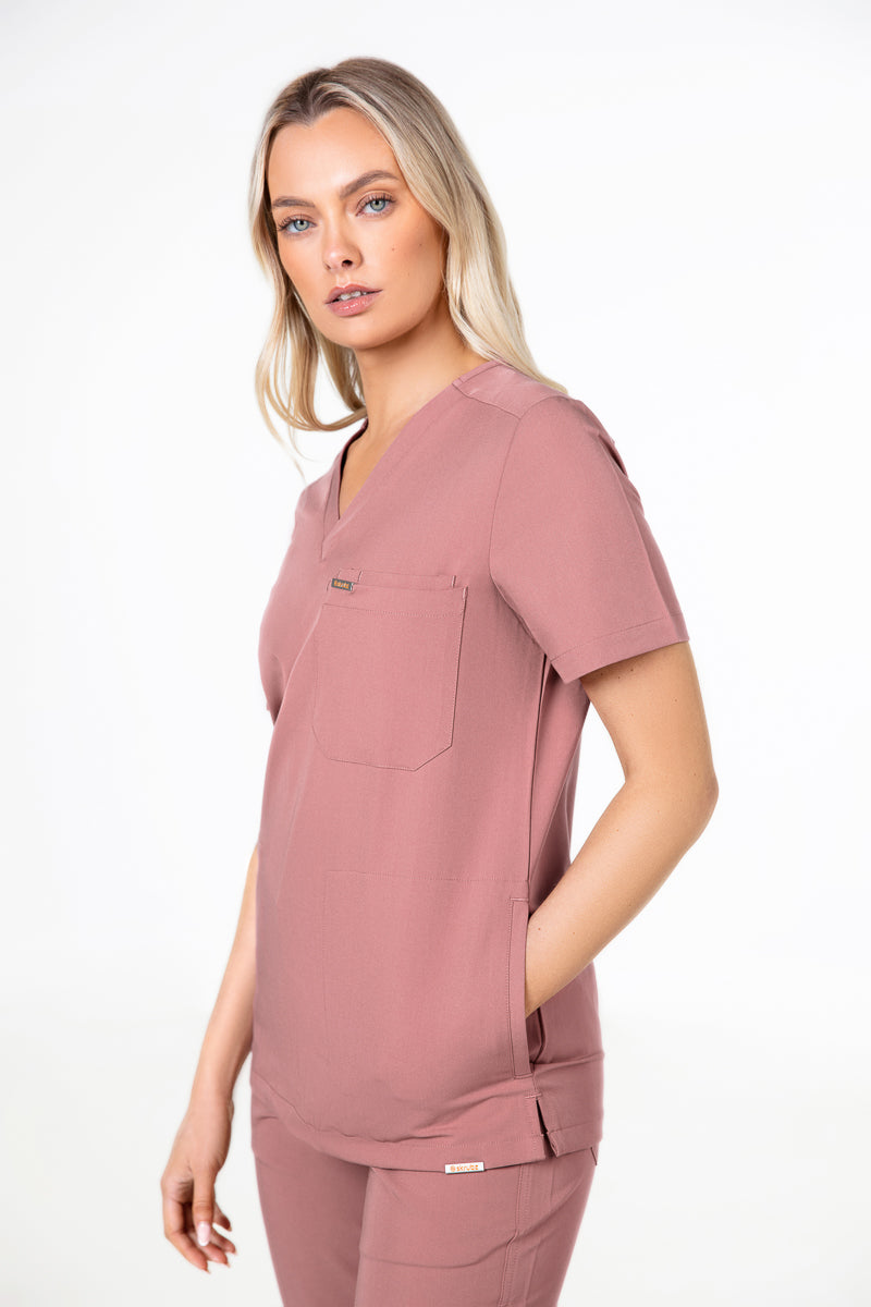 Tasca Women's V Neck Four pockets Scrub With Invisible Side Pockets