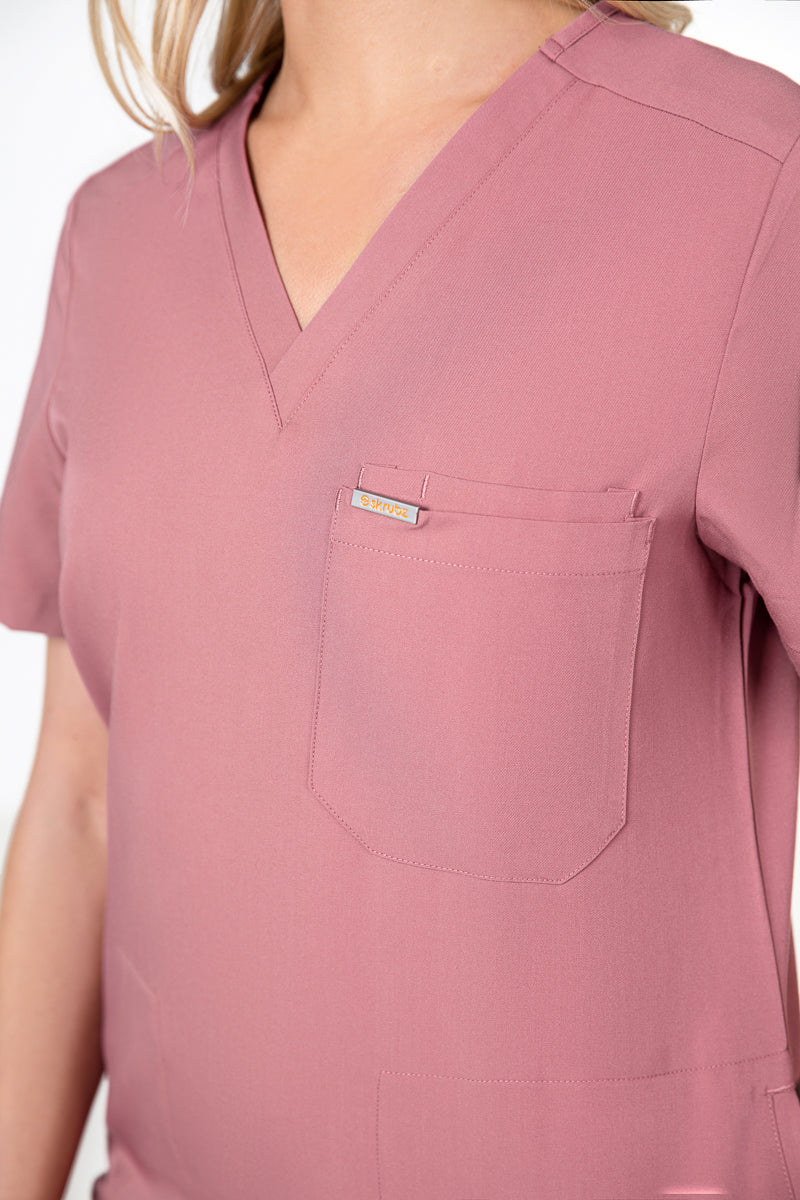 Tasca Women's V Neck Four pockets Scrub With Invisible Side Pockets