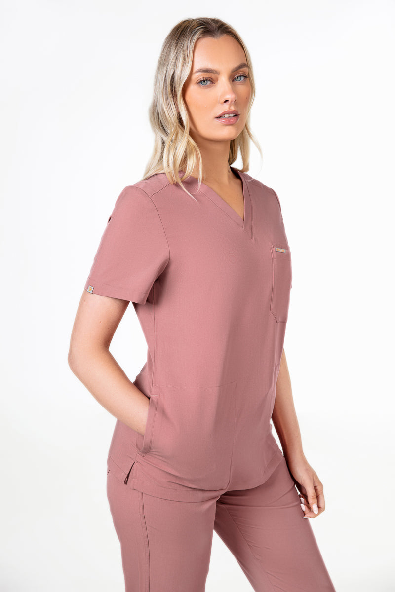 Tasca Women's V Neck Four pockets Scrub With Invisible Side Pockets