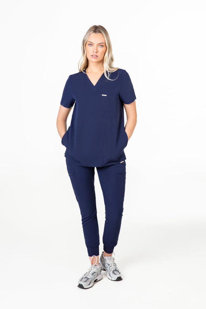Tasca Women's V Neck Four pockets Scrub With Invisible Side Pockets