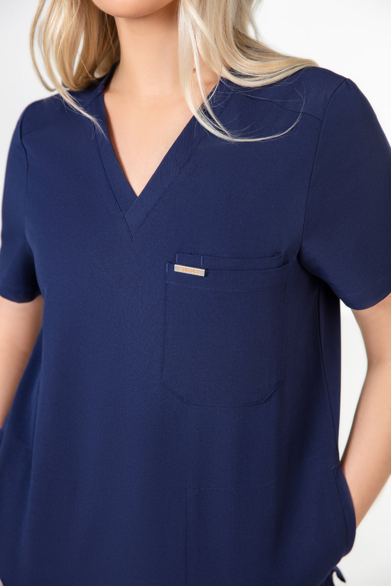 Tasca Women's V Neck Four pockets Scrub With Invisible Side Pockets