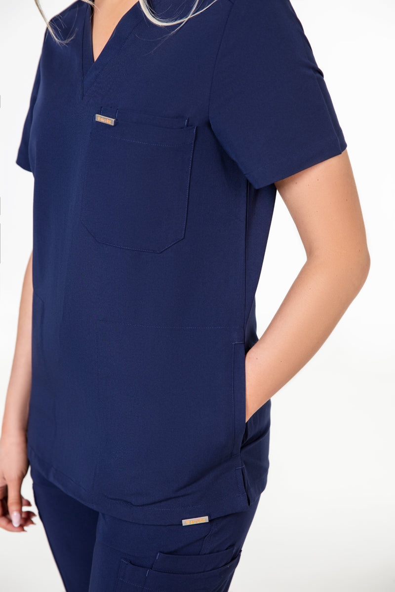 Tasca Women's V Neck Four pockets Scrub With Invisible Side Pockets