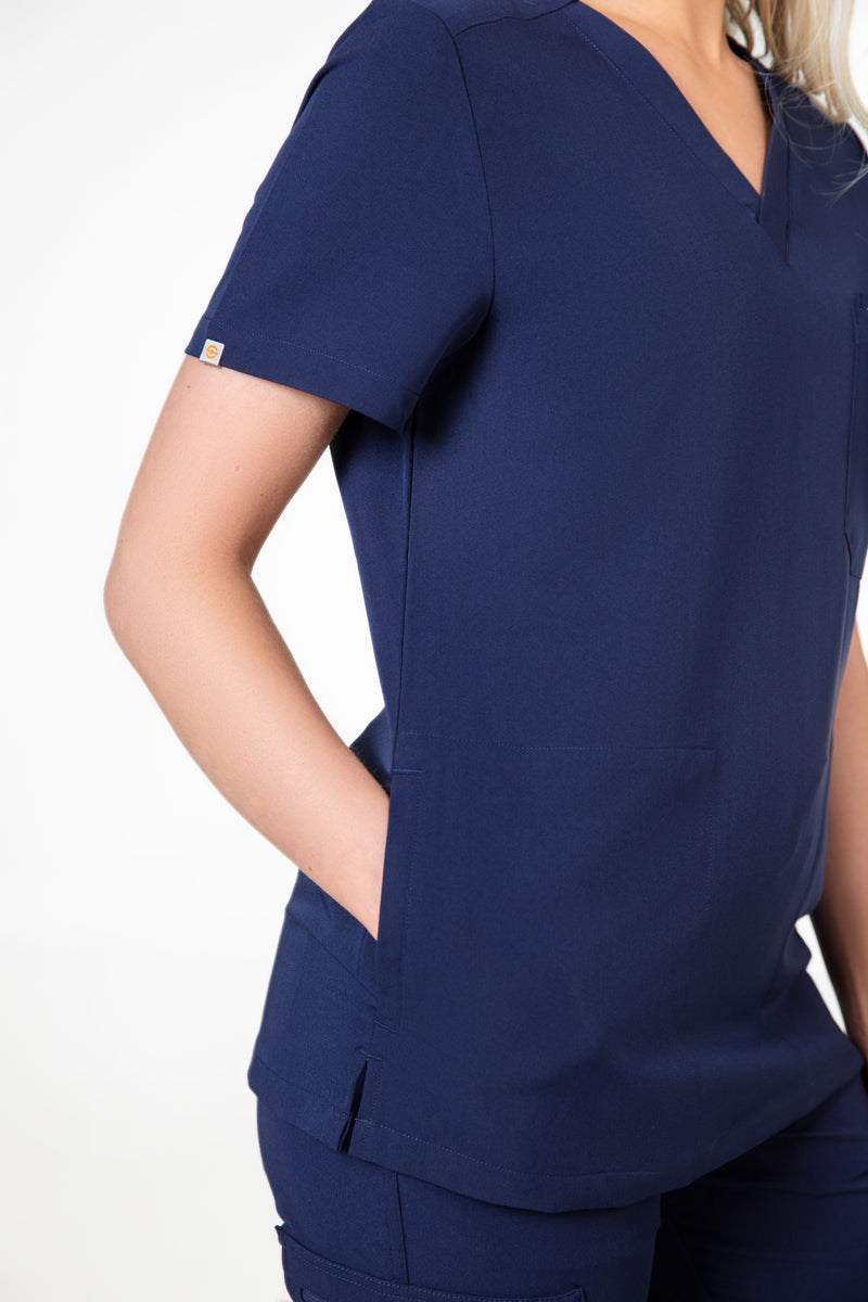 Tasca Women's V Neck Four pockets Scrub With Invisible Side Pockets