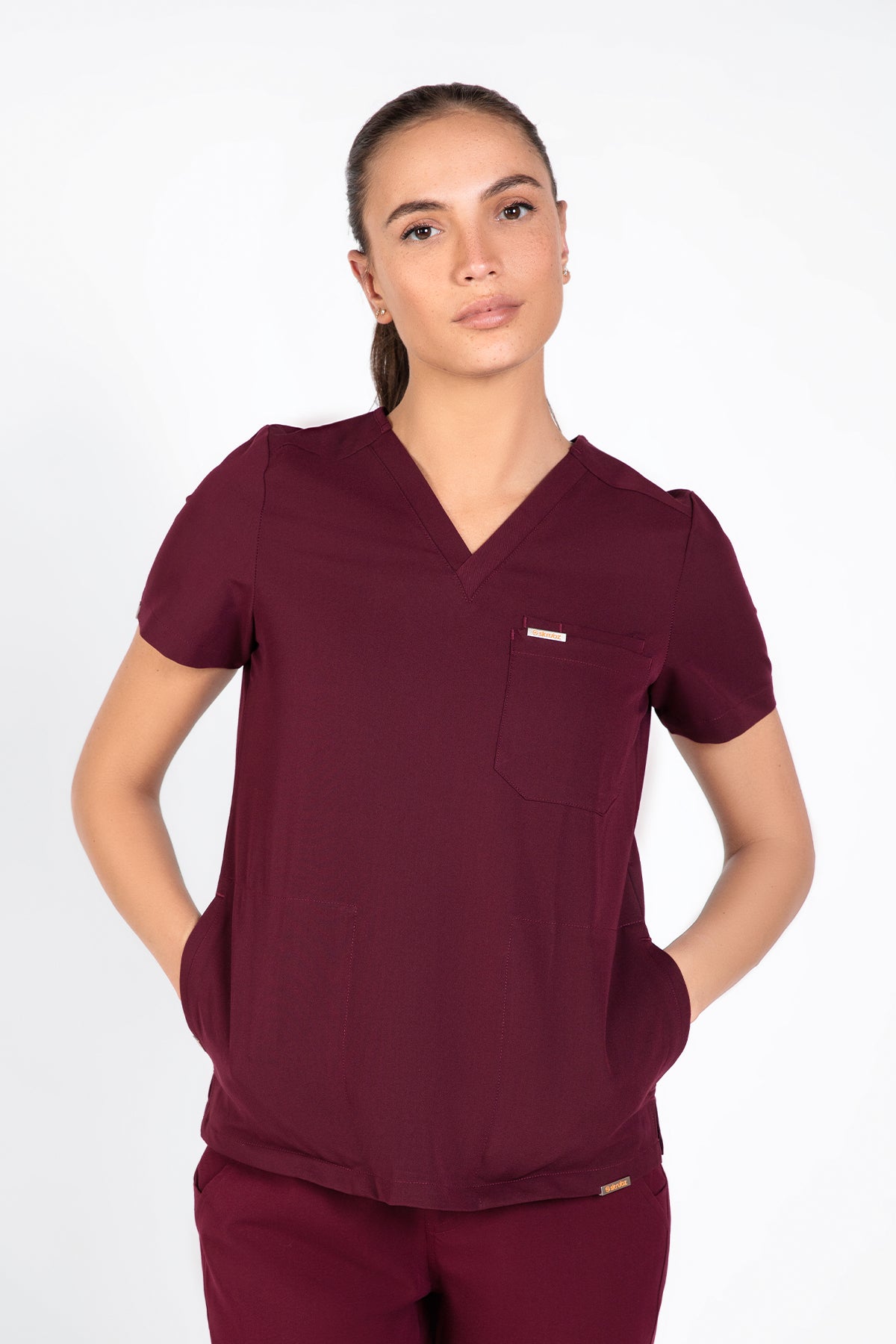 Tasca Women's V Neck Four pockets Scrub With Invisible Side Pockets
