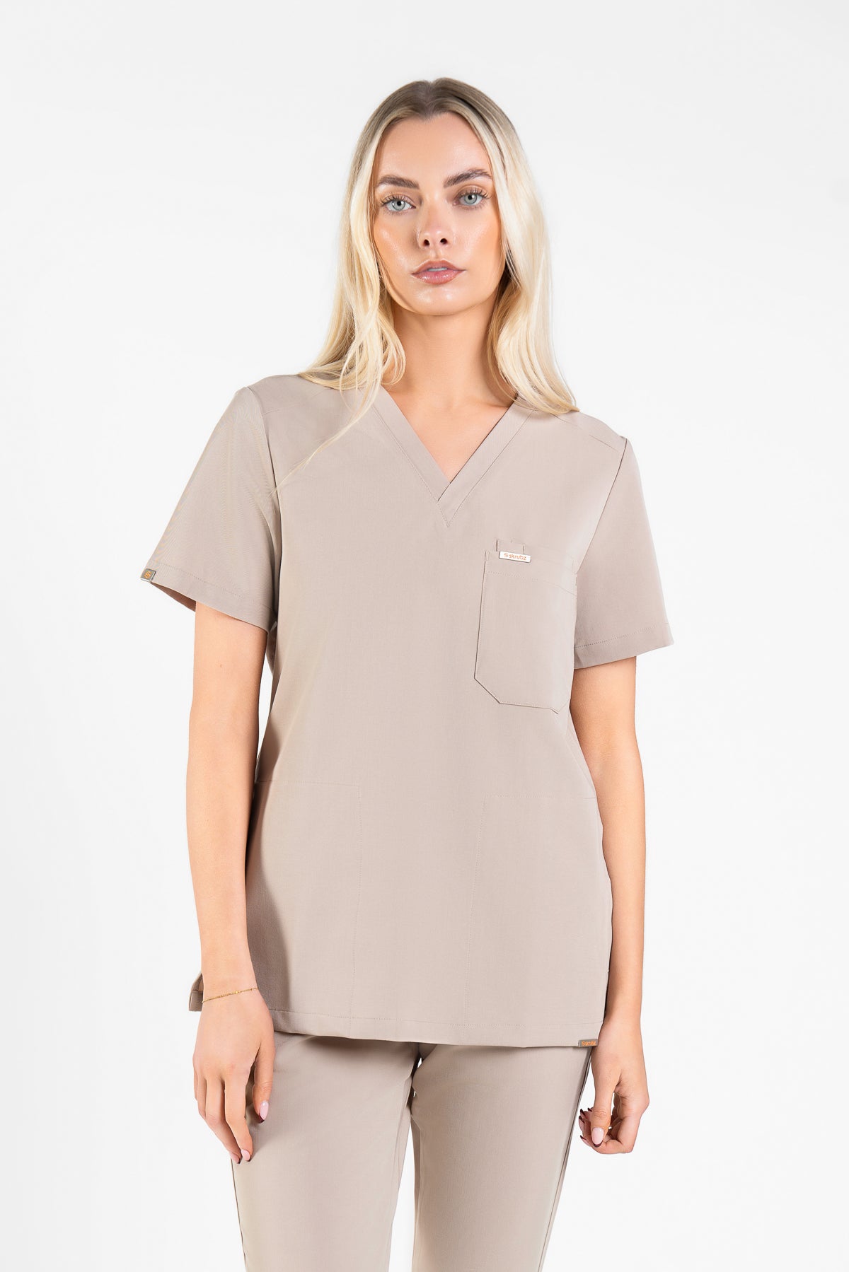 Tasca Women's V Neck Four pockets Scrub With Invisible Side Pockets