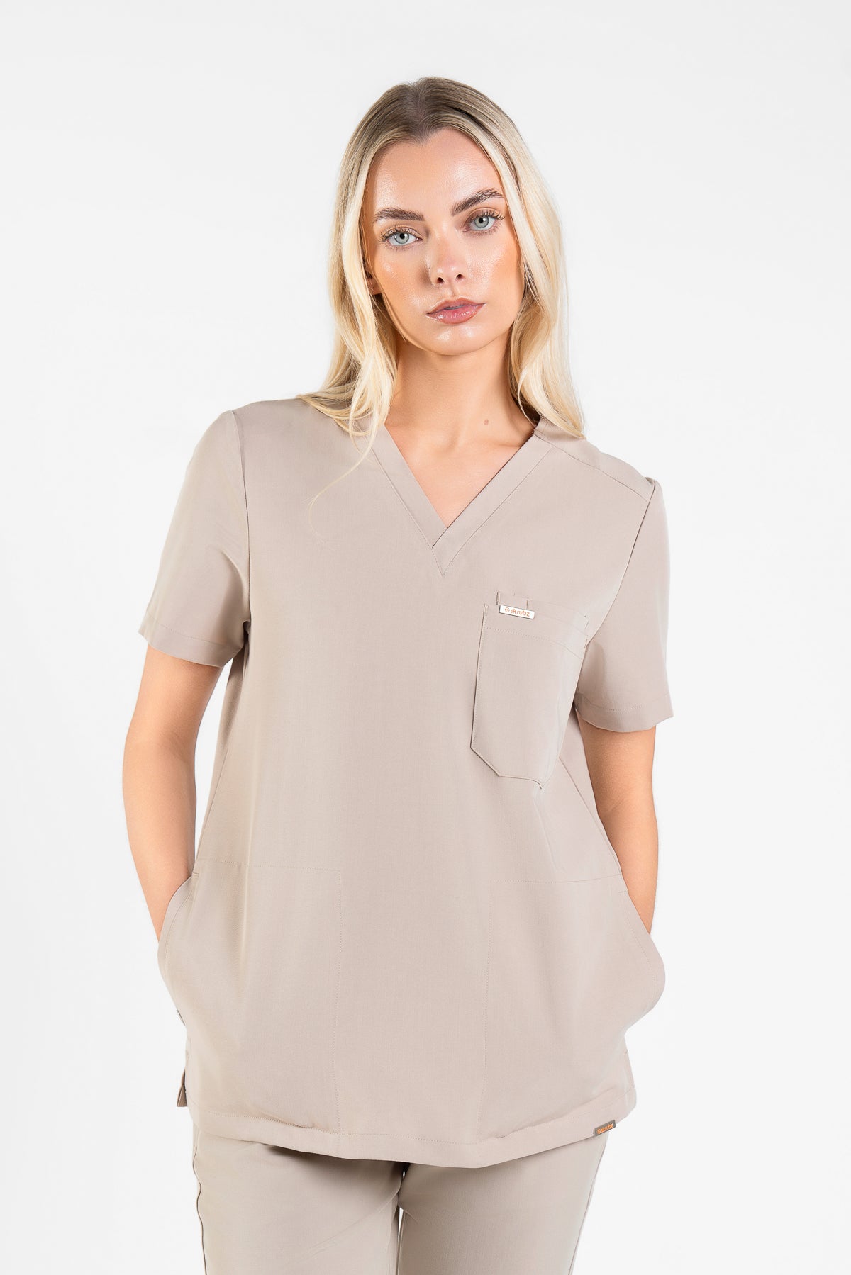 Tasca Women's V Neck Four pockets Scrub With Invisible Side Pockets