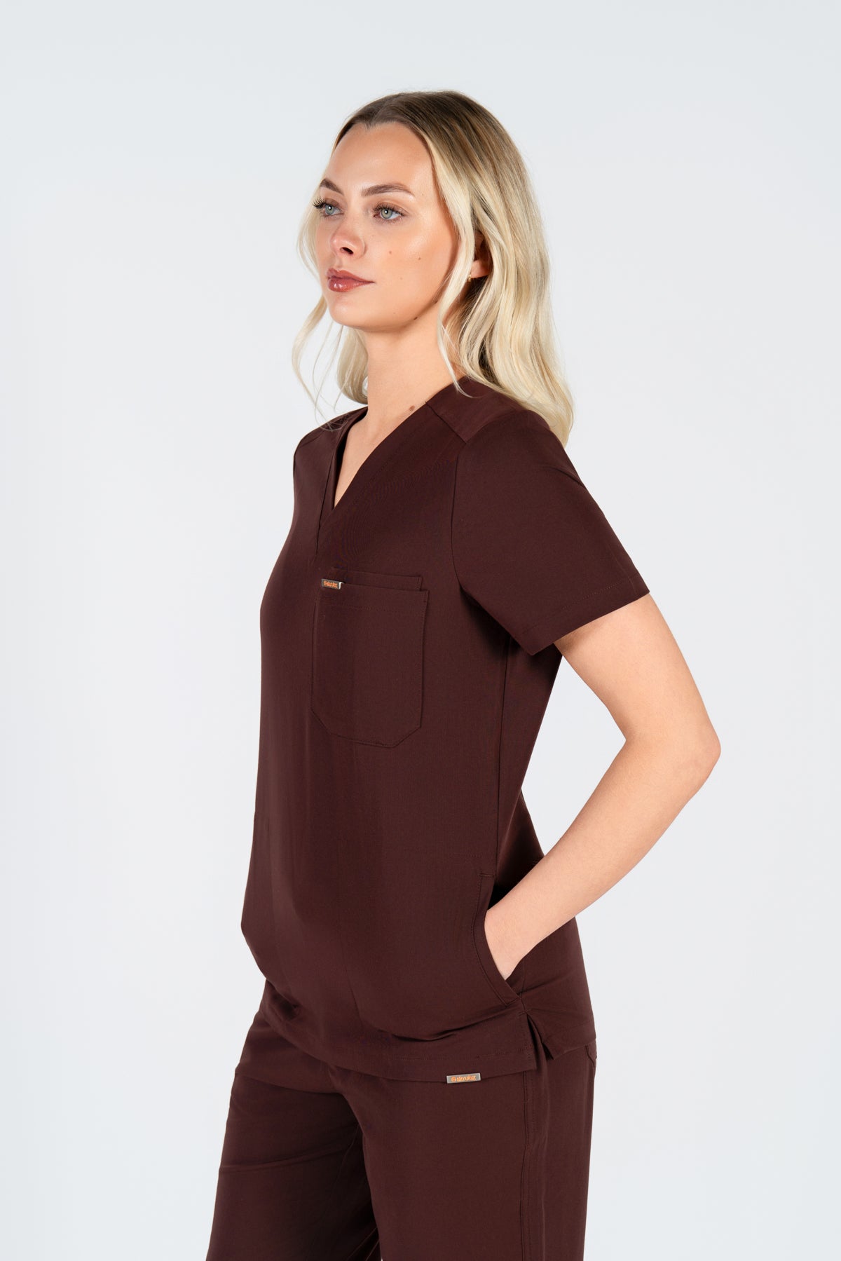 Tasca Women's V Neck Four pockets Scrub With Invisible Side Pockets