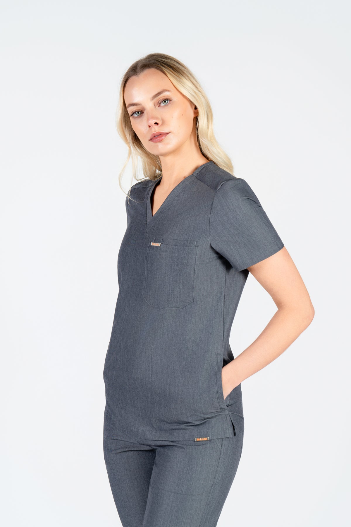 Tasca Women's V Neck Four pockets Scrub With Invisible Side Pockets
