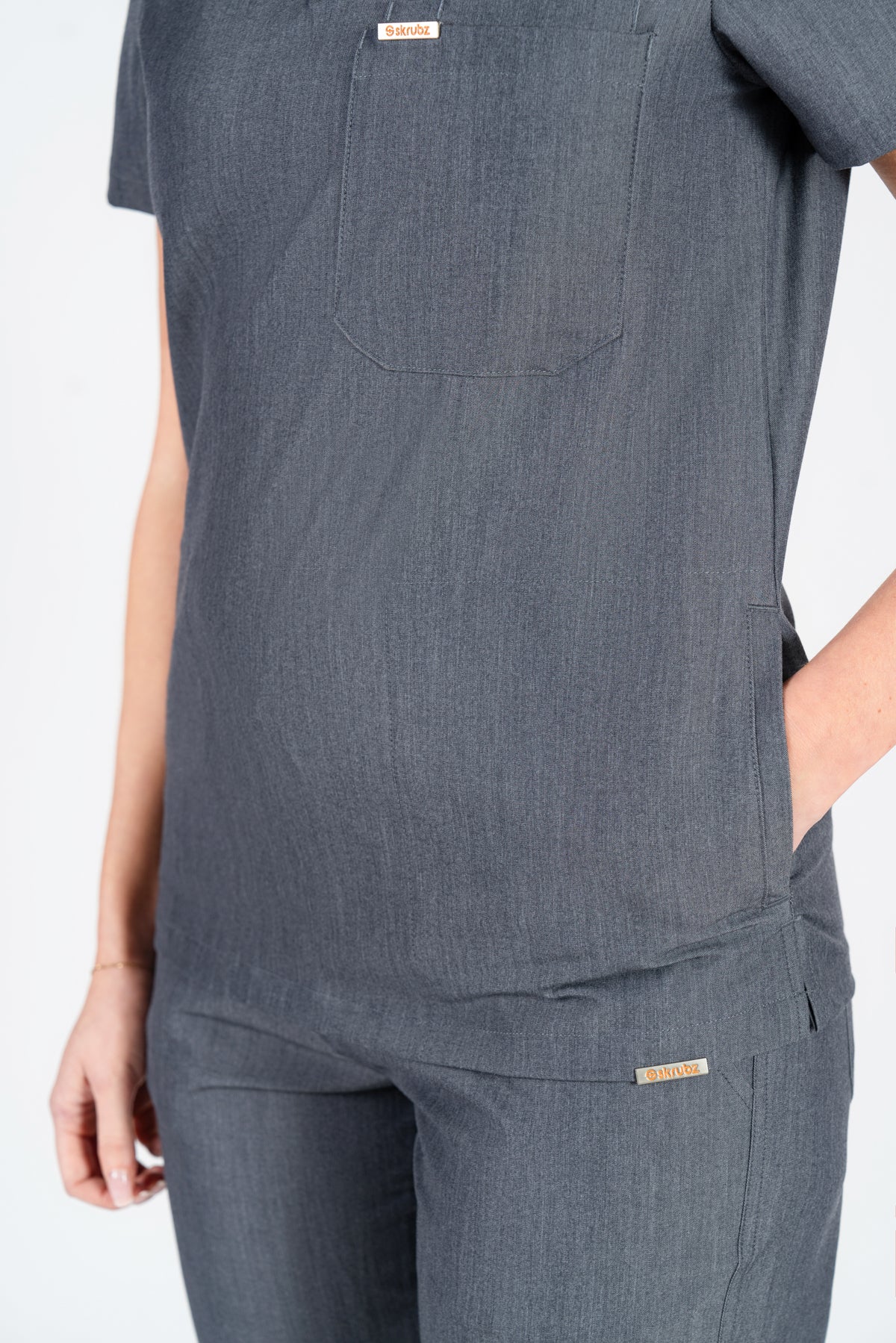 Tasca Women's V Neck Four pockets Scrub With Invisible Side Pockets