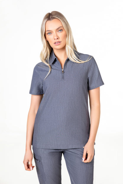 Kiro Zip Neck Polo Scrub Womens NewGen