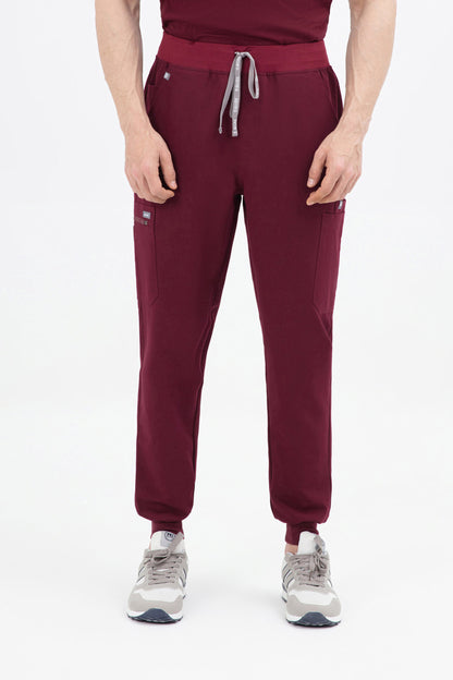 Shiro Yoga Waist 10 pocket Jogger Scrub Pants Mens burgundy