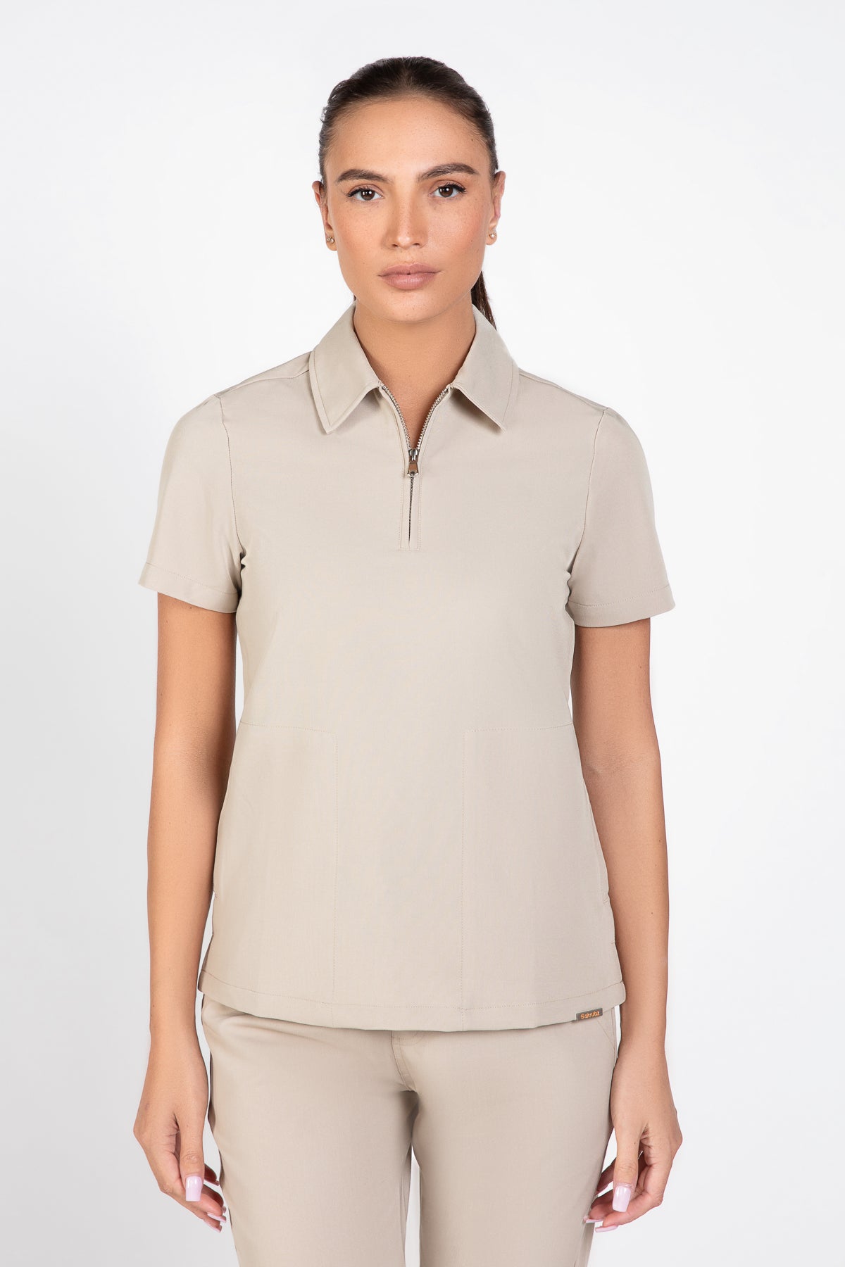 Kiro Side Pocket Zip Neck Top Womens
