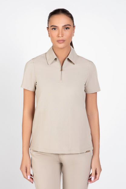 Kiro Side Pocket Zip Neck Top Womens
