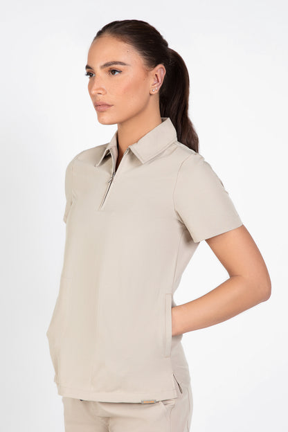 Kiro Side Pocket Zip Neck Top Womens