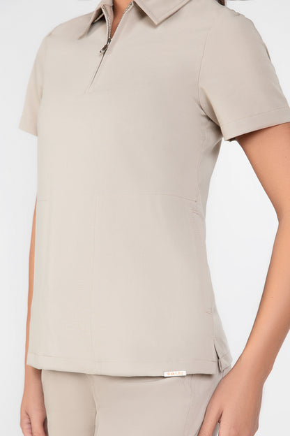 Kiro Side Pocket Zip Neck Top Womens