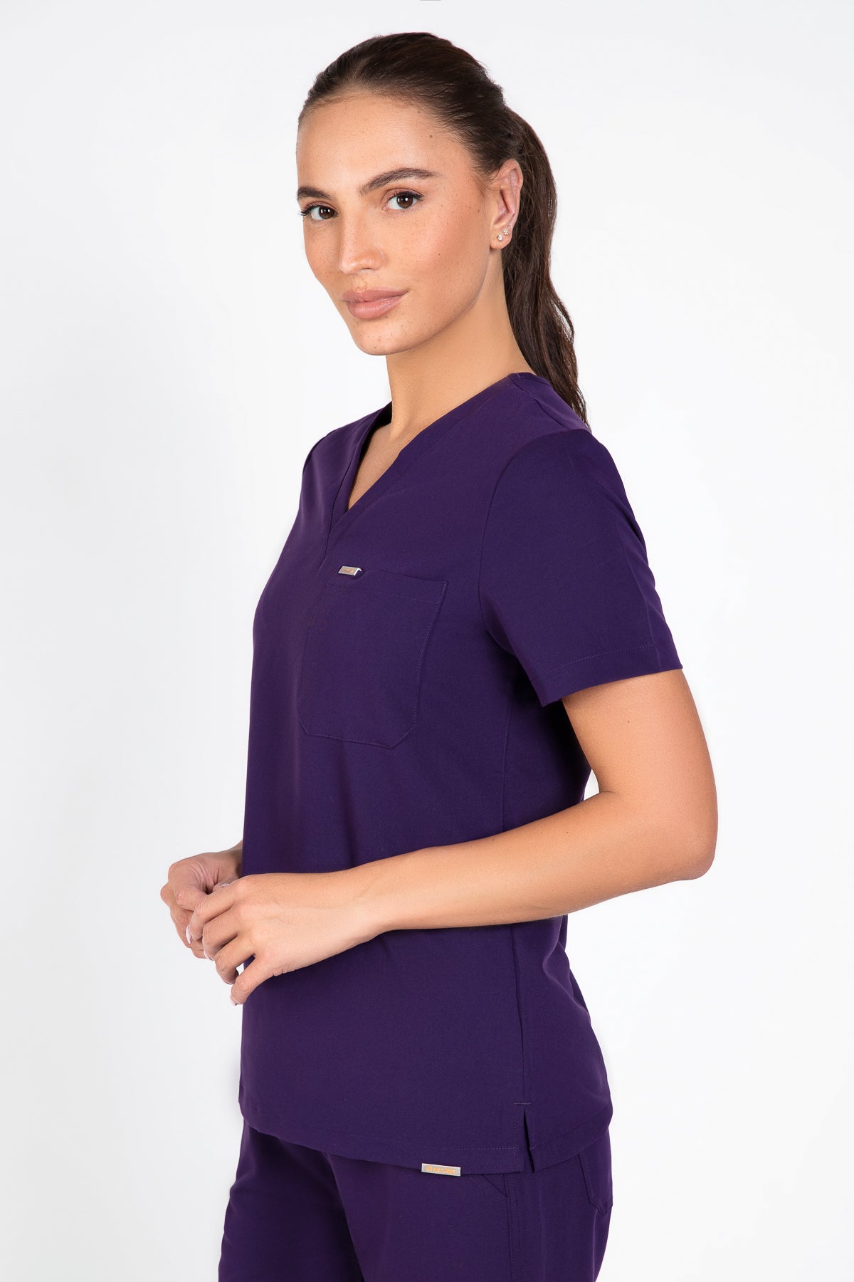 Kaizen V Neck One Pocket Scrub Top Womens