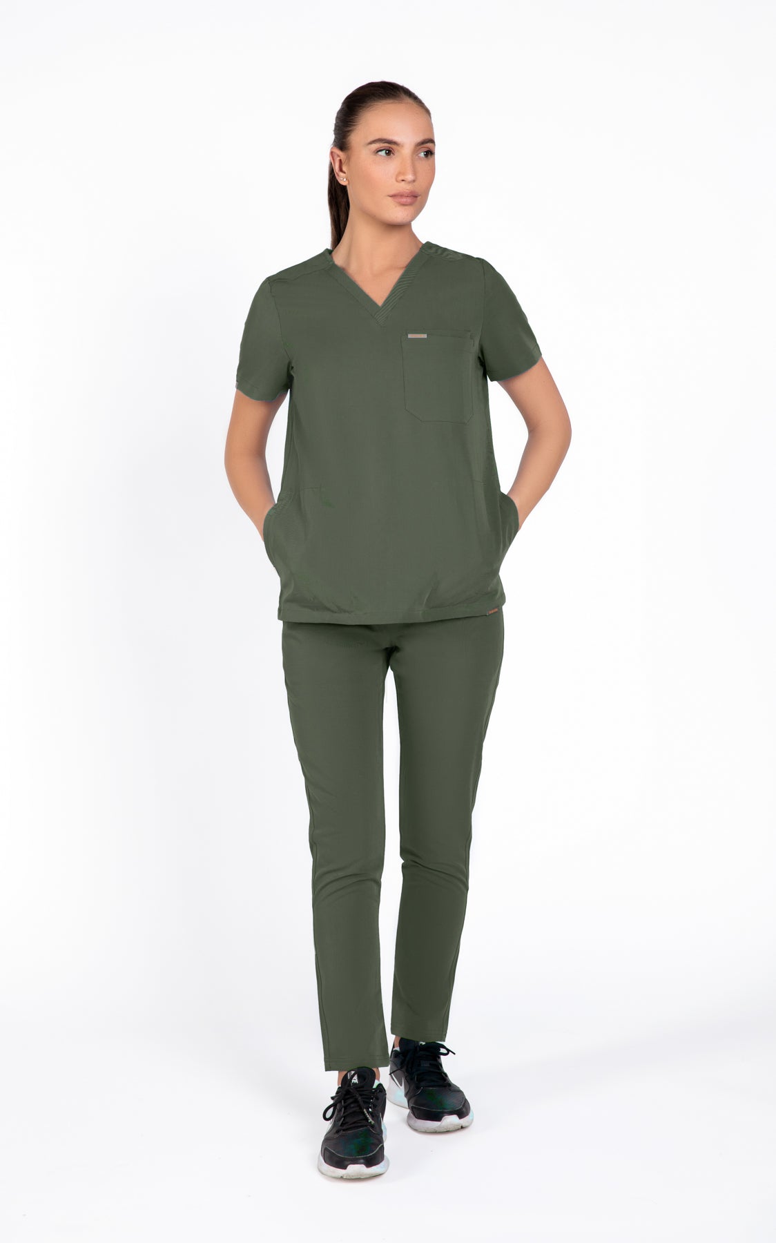 Tasca Women's V Neck Four pockets Scrub With Invisible Side Pockets