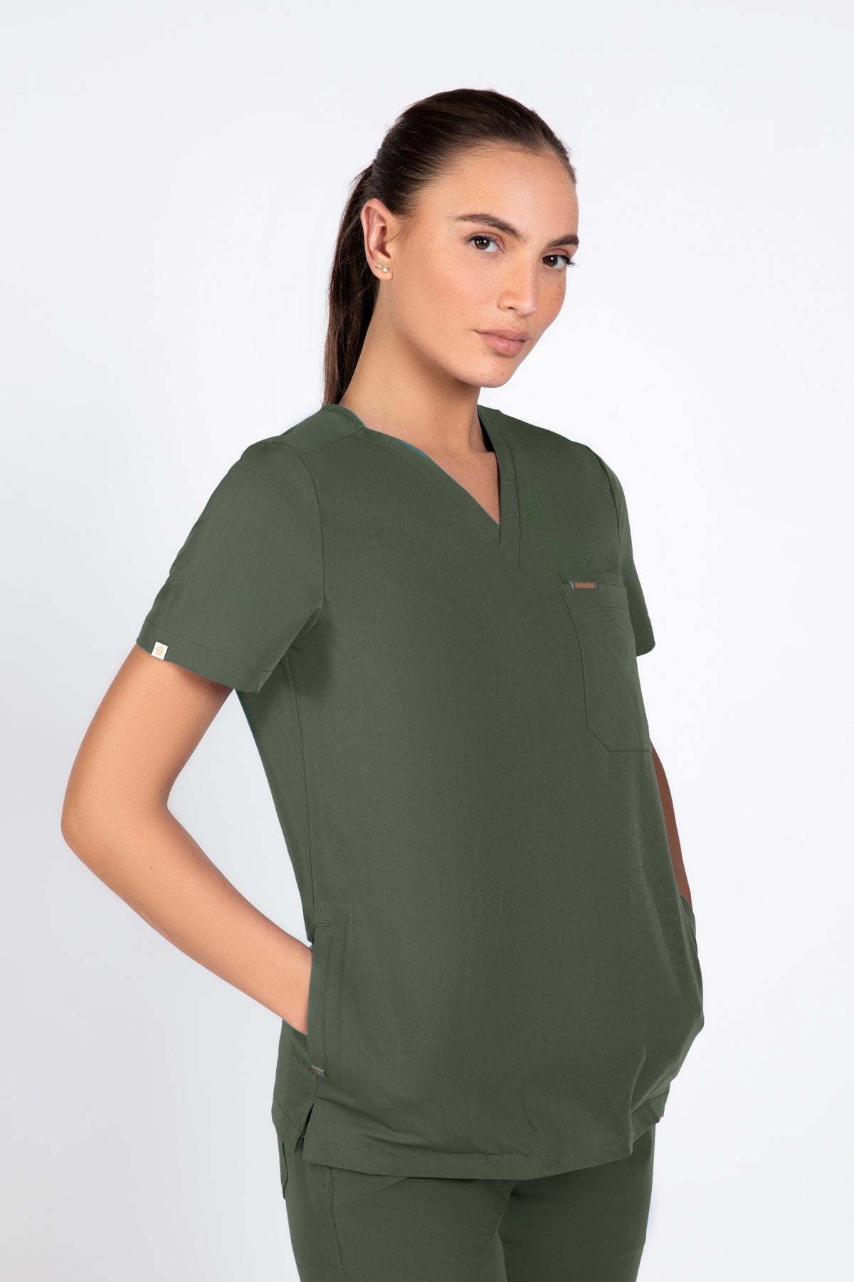 Tasca Women's V Neck Four pockets Scrub With Invisible Side Pockets