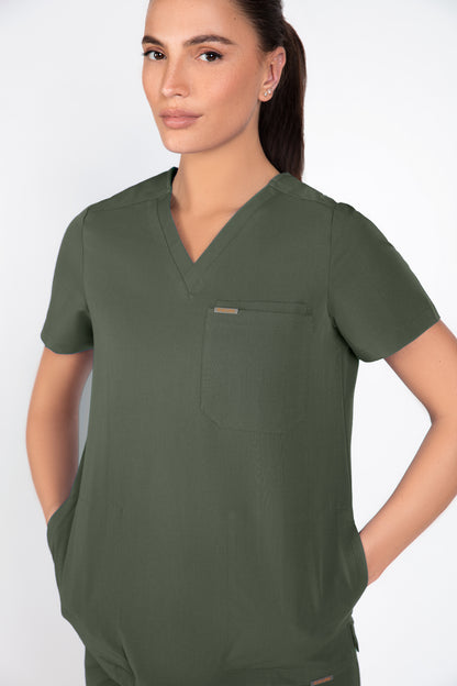 Tasca Women's V Neck Four pockets Scrub With Invisible Side Pockets