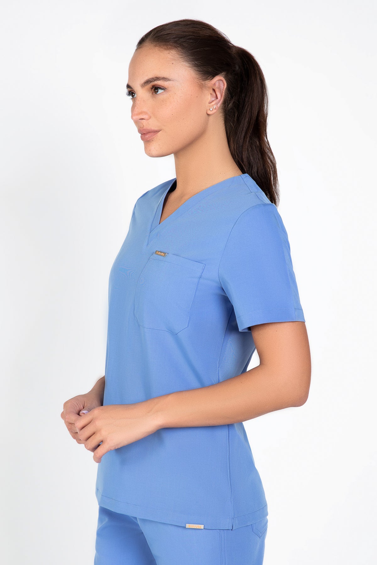 Kaizen V Neck One Pocket Scrub Top Womens