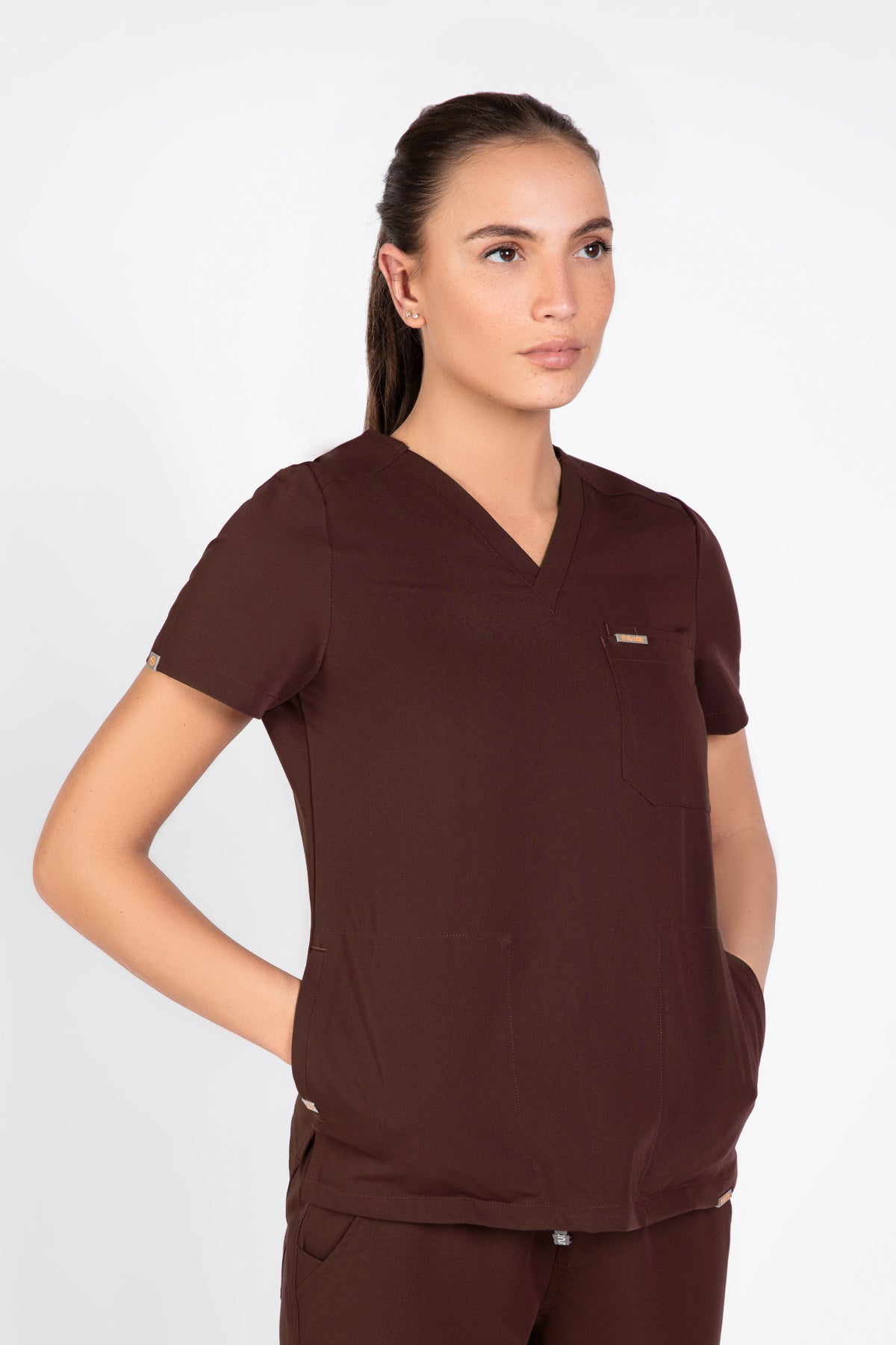 Tasca Women's V Neck Four pockets Scrub With Invisible Side Pockets