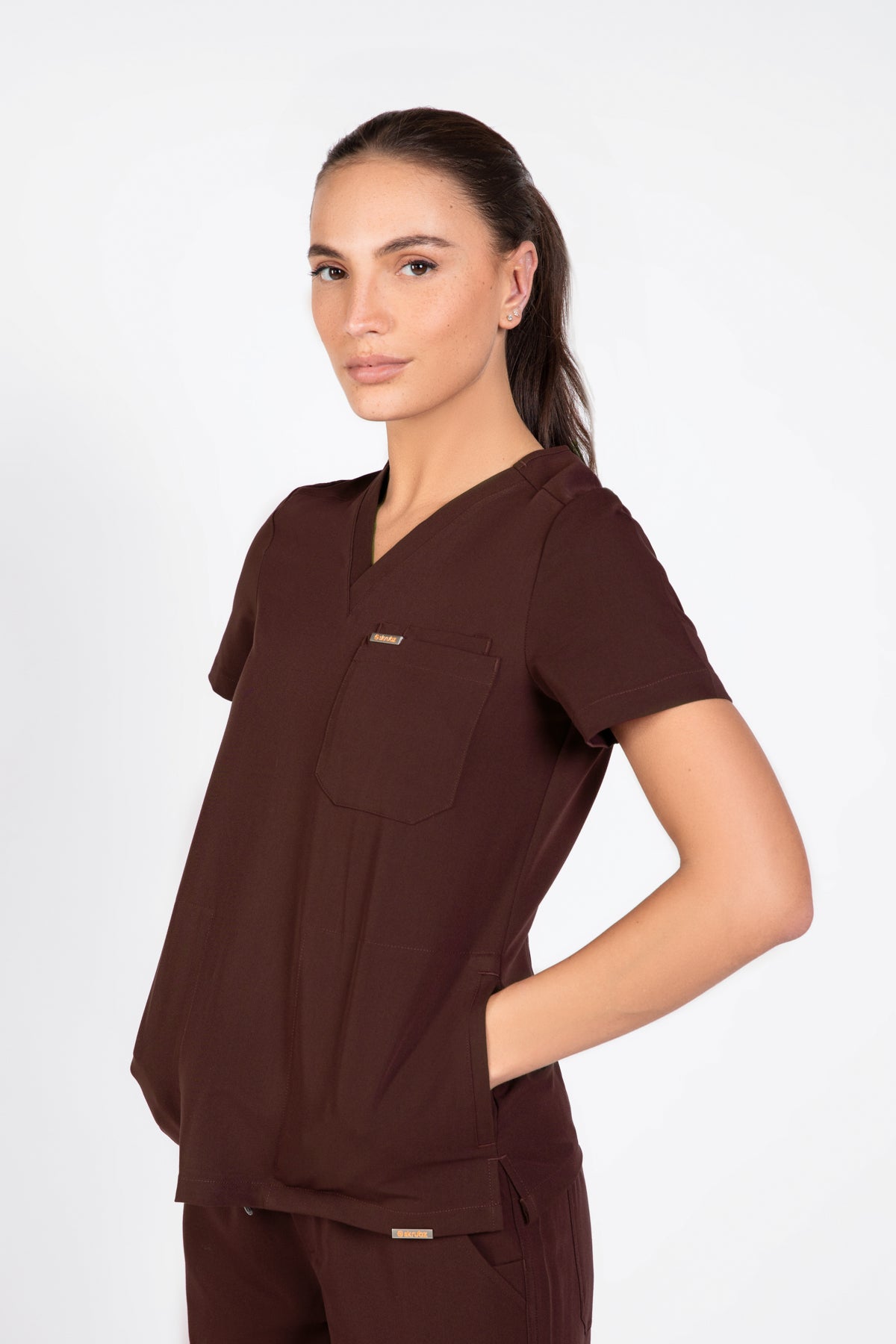 Tasca Women's V Neck Four pockets Scrub With Invisible Side Pockets