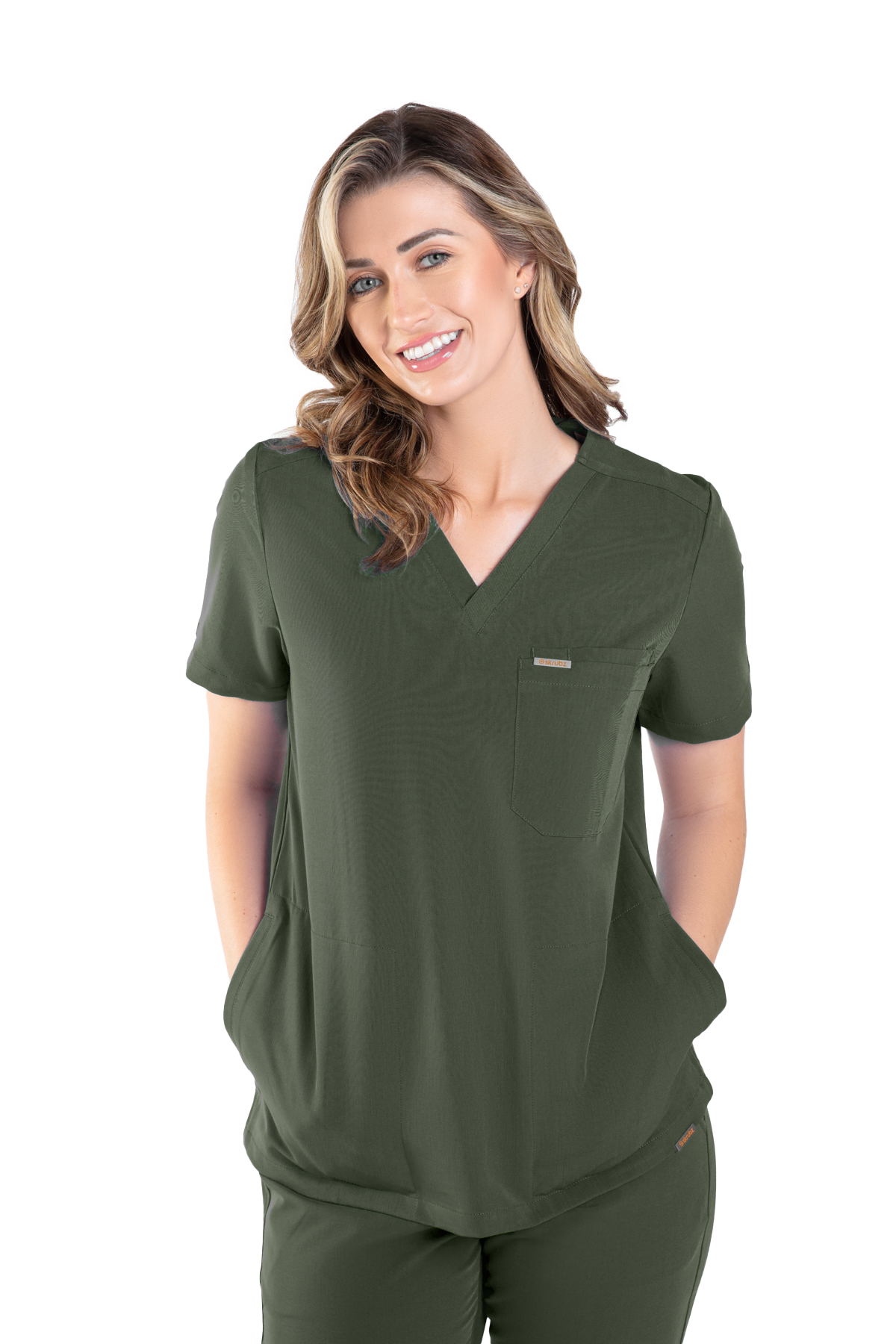 Tasca Women's V Neck Four pockets Scrub With Invisible Side Pockets