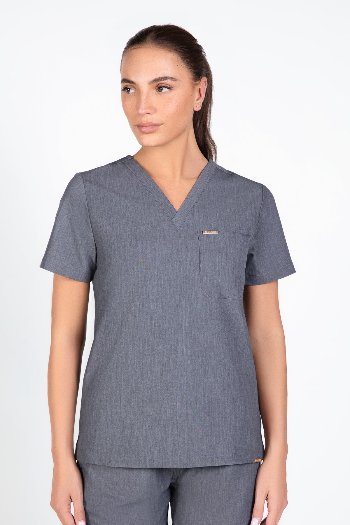 Kaizen V Neck One Pocket Scrub Top Womens