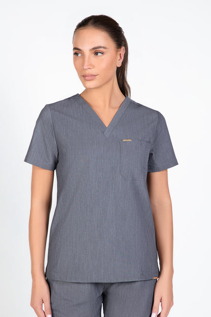 Kaizen V Neck One Pocket Scrub Top Womens