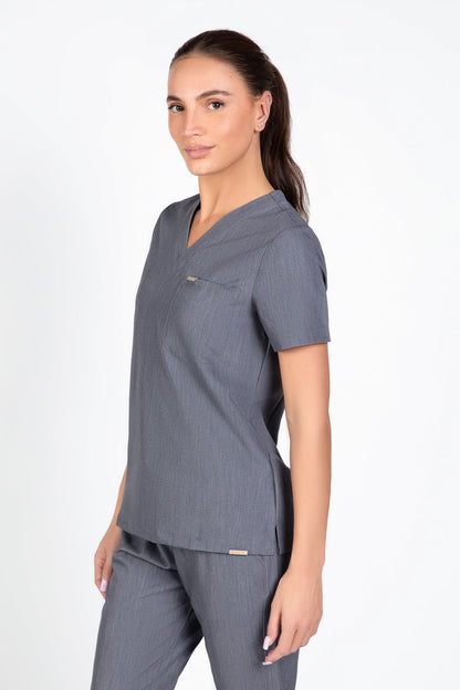 Kaizen V Neck One Pocket Scrub Top Womens
