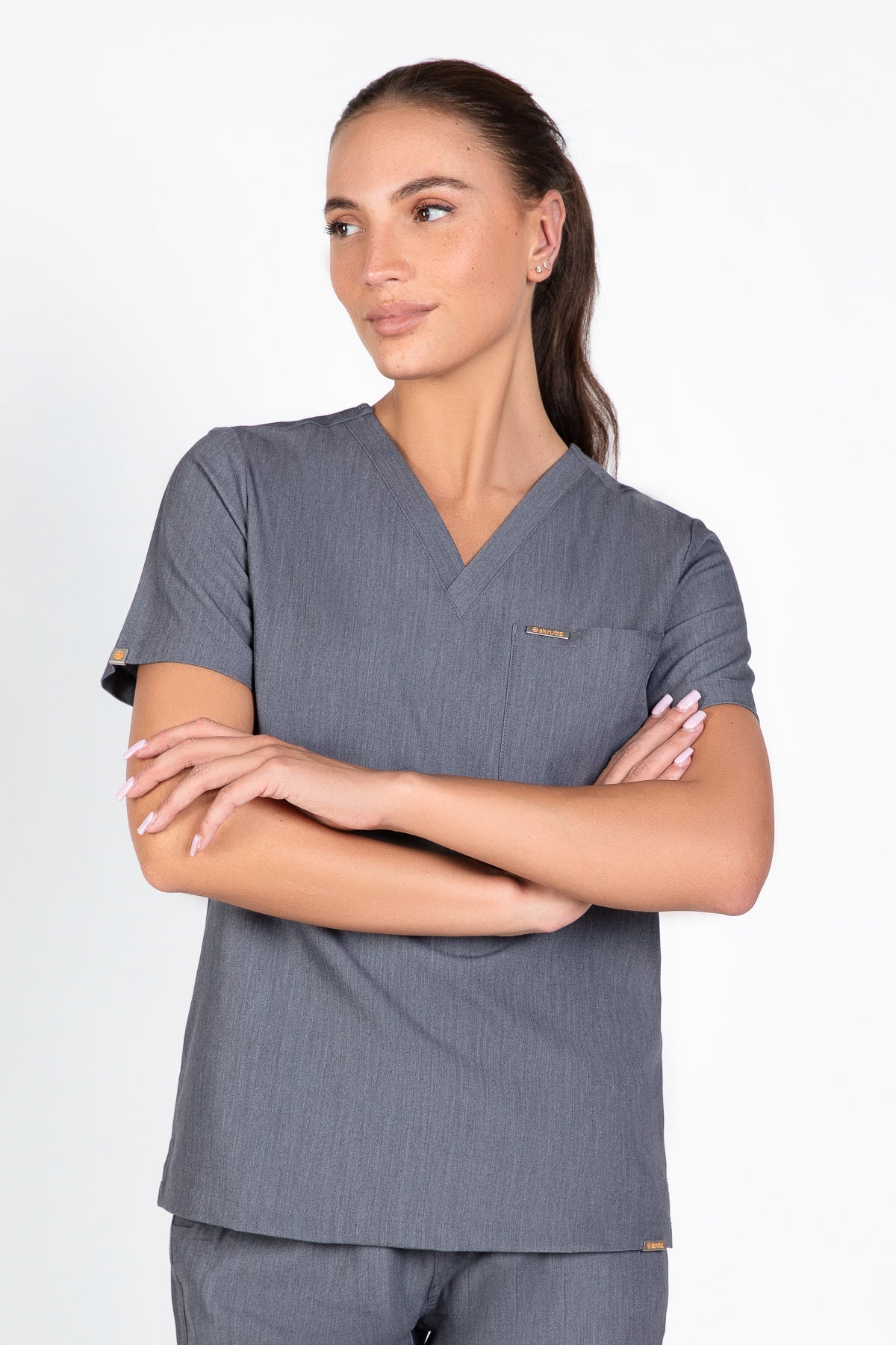 Kaizen V Neck One Pocket Scrub Top Womens