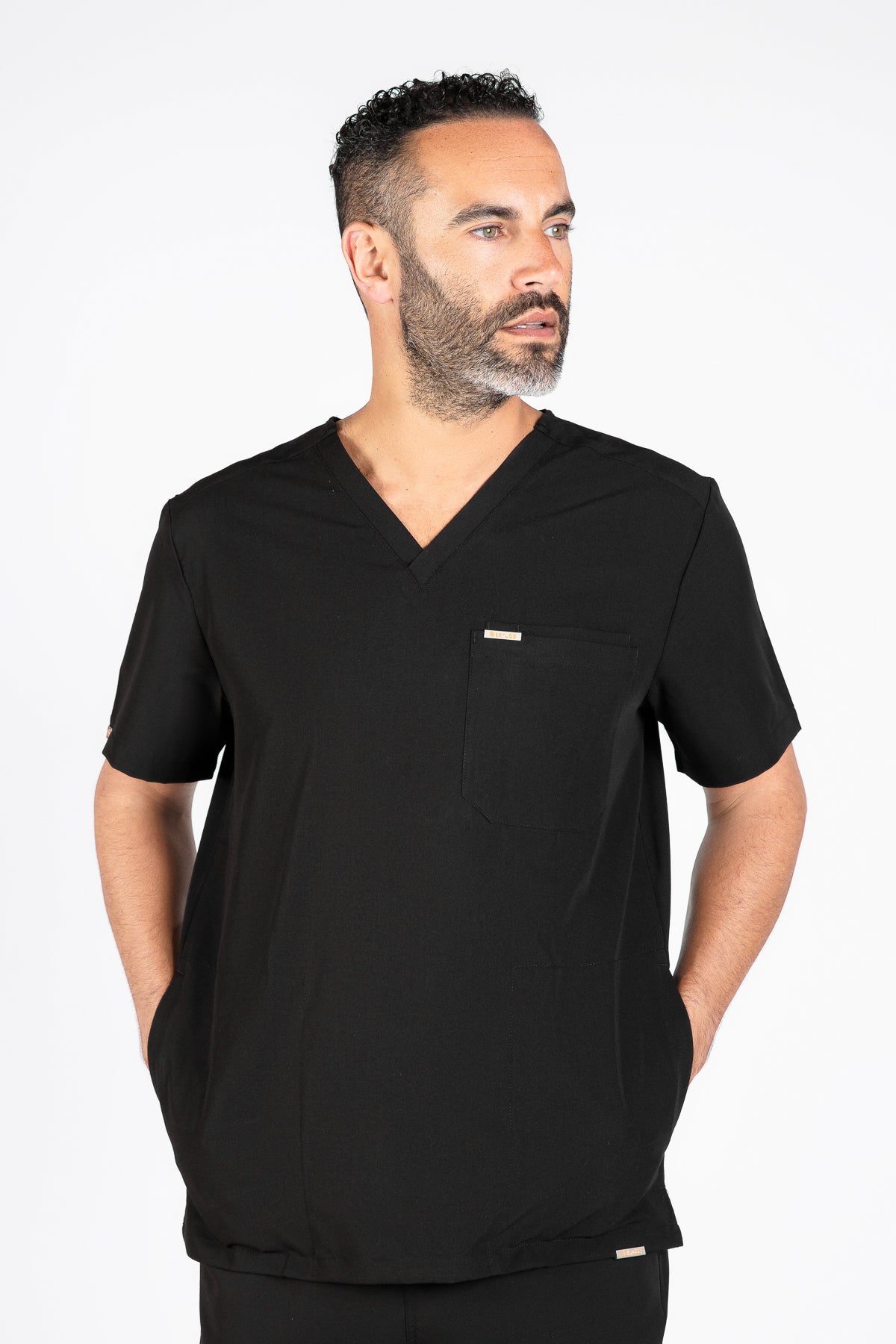 Tasca Men's V Neck Four pockets Scrub With Invisible Side Pockets